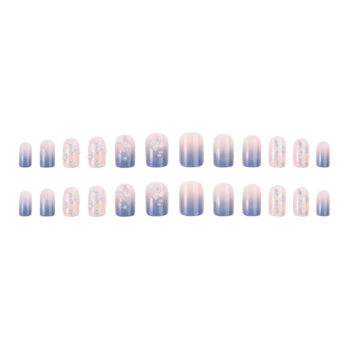 Acrylic nail set with sparkling glitter elements and appealing ombre design Bowlift