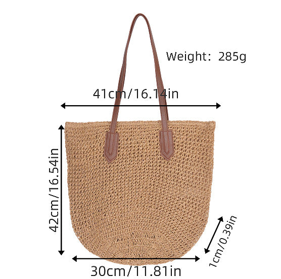 Braided tote bag with long leather handles Bowlift