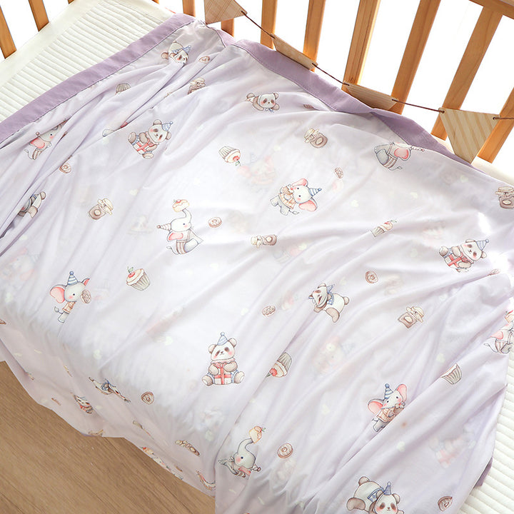 Unisex Nan cozy baby blanket made of cotton muslin with breathable filling and satin edge Bowlift