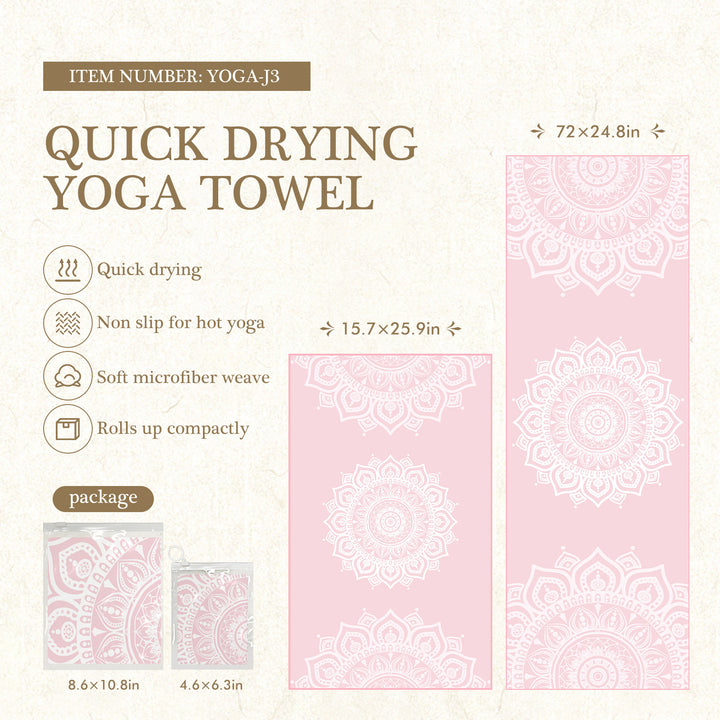 Quick-Drying Non-Slip Microfiber Yoga Towel with Mandala Grip Pattern Bowlift