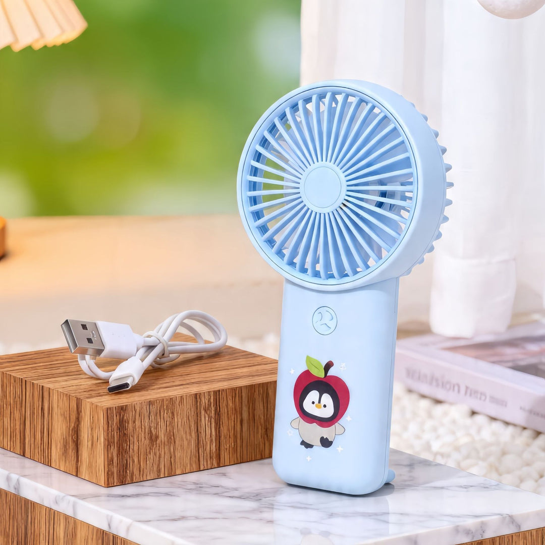 Ladies portable hand fan with cute penguin design Bowlift