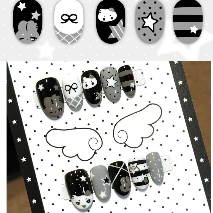Creative Character-Themed Press-On Nail Art Set Bowlift