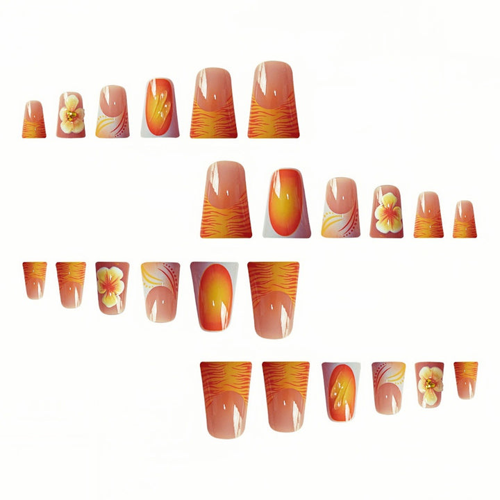 Decorative Floral Press-On Nail Set Bowlift