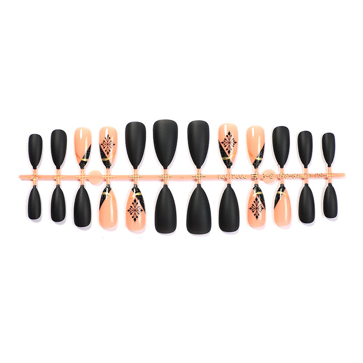 Artistic Matte Press-On Nail Set with Unique Floral Patterns Bowlift