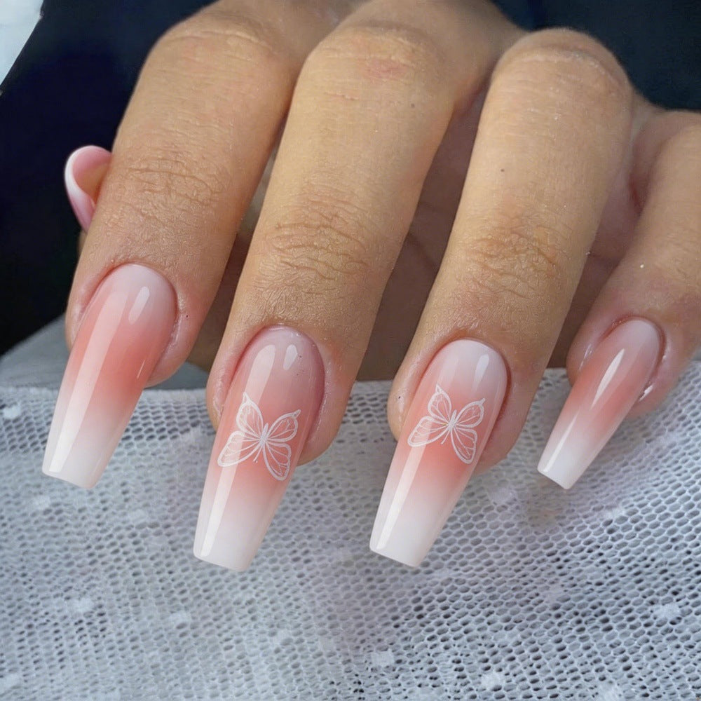Artificial nails with elegant butterfly design Bowlift