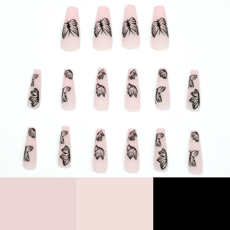 Artistic Nail Extensions with Butterfly Design Bowlift