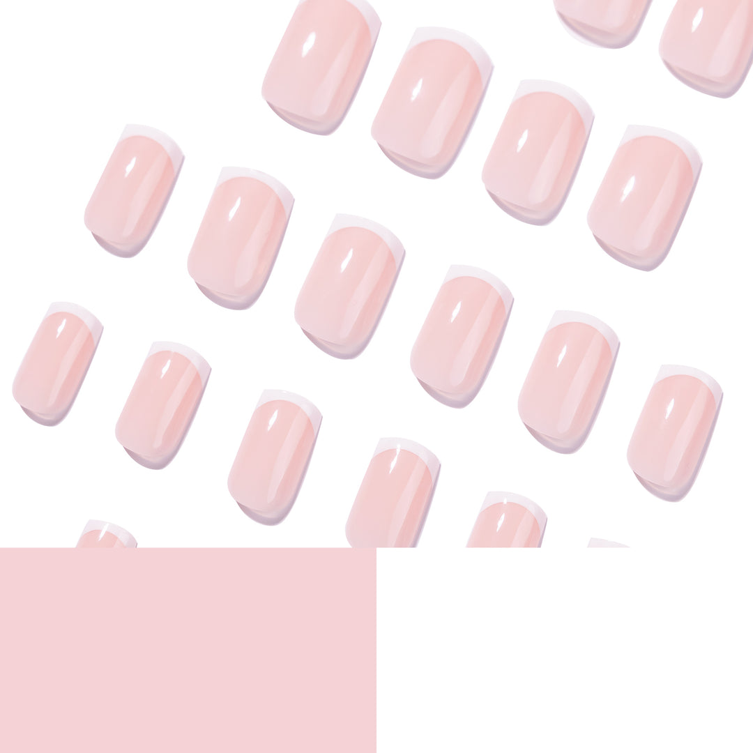 Elegant high-gloss nail art with French design Bowlift