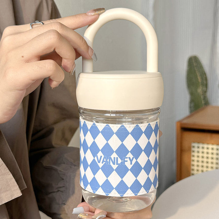 Women High-Quality Glass Drinking Bottle with Ergonomic Carrying Handle Bowlift