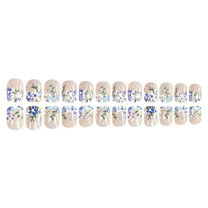Artificial nail set with elegant floral decorations Bowlift