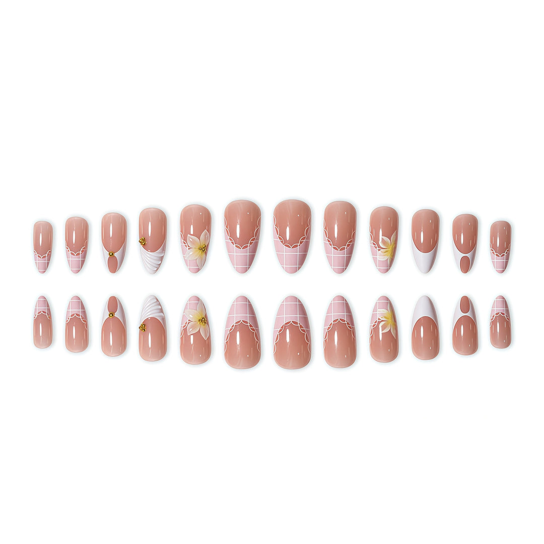 Elegant Floral Design Nail Extensions Bowlift