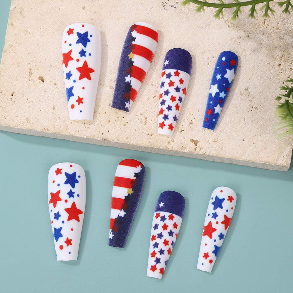 Artificial nails with patriotic star design Bowlift
