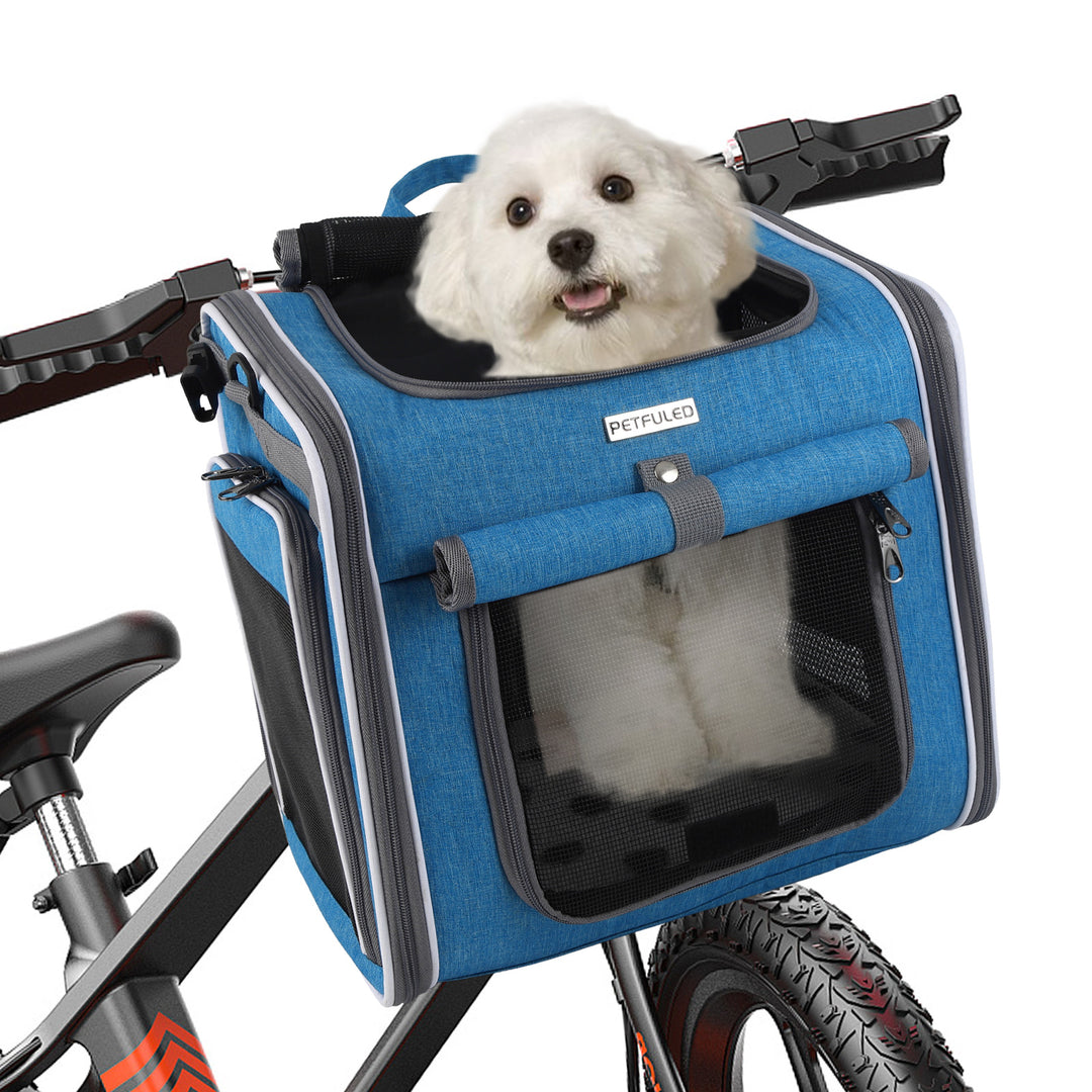 breathable bike-mounted pet carrier with mesh ventilation, top-entry access and safety leash Bowlift