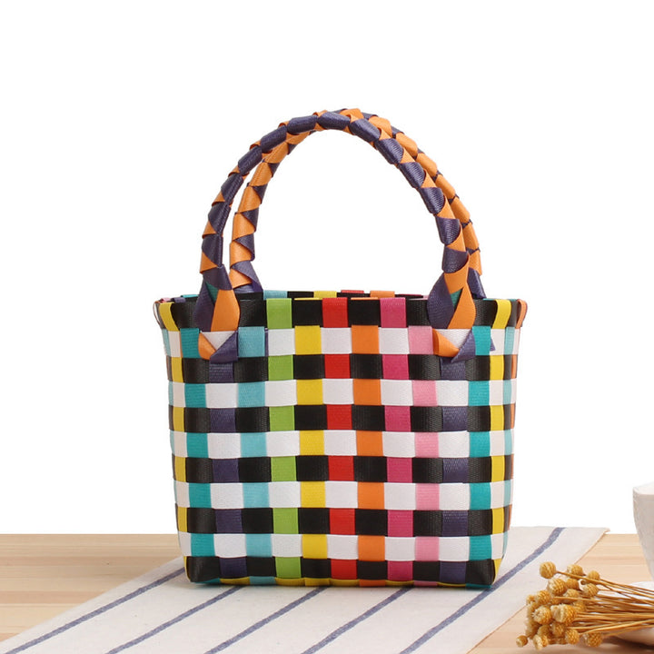 Handbag made of woven material with a stylish check pattern Bowlift