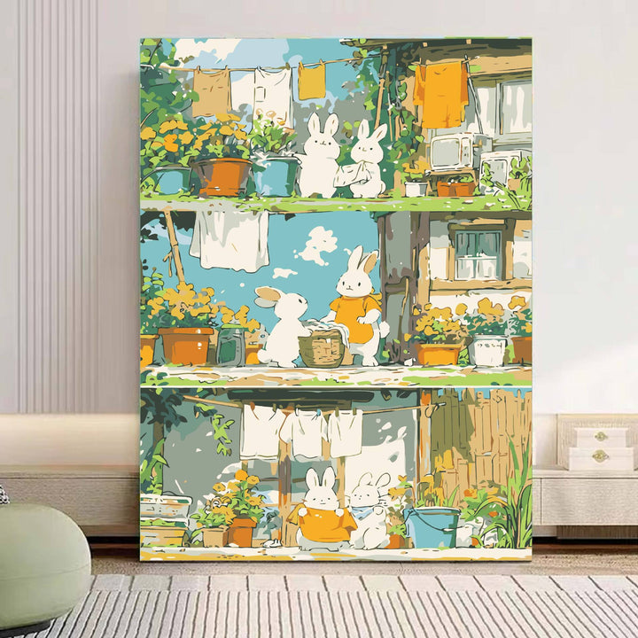 Playful Panda Illustration Canvas Art Bowlift
