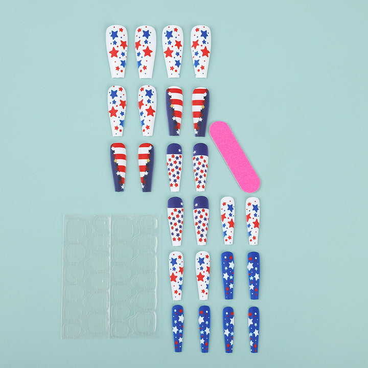 Artificial nails with patriotic star design Bowlift