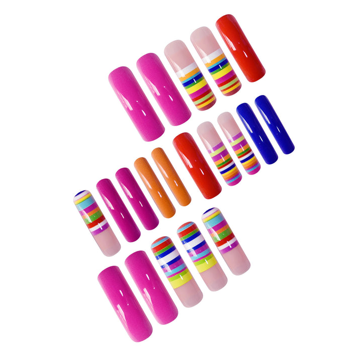Colorful Artistic Press-On Nail Set Bowlift