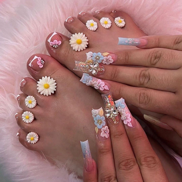 Floral 3D Press-On Nail Art Set Bowlift
