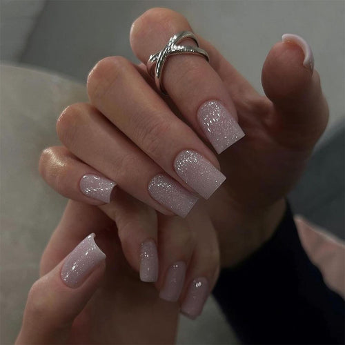 Artistic Nail Extensions with Glittering Finish Bowlift