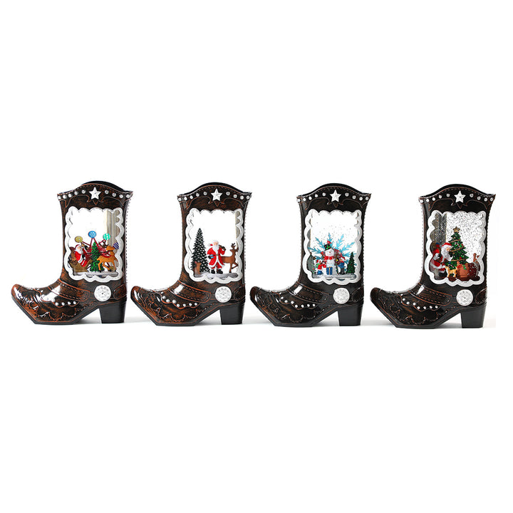 Decorative Snow Globe Boot Ornament Bowlift