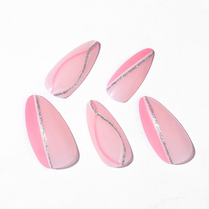Elegant Press-On Nail Art Set with Butterfly and Glitter Accents Bowlift