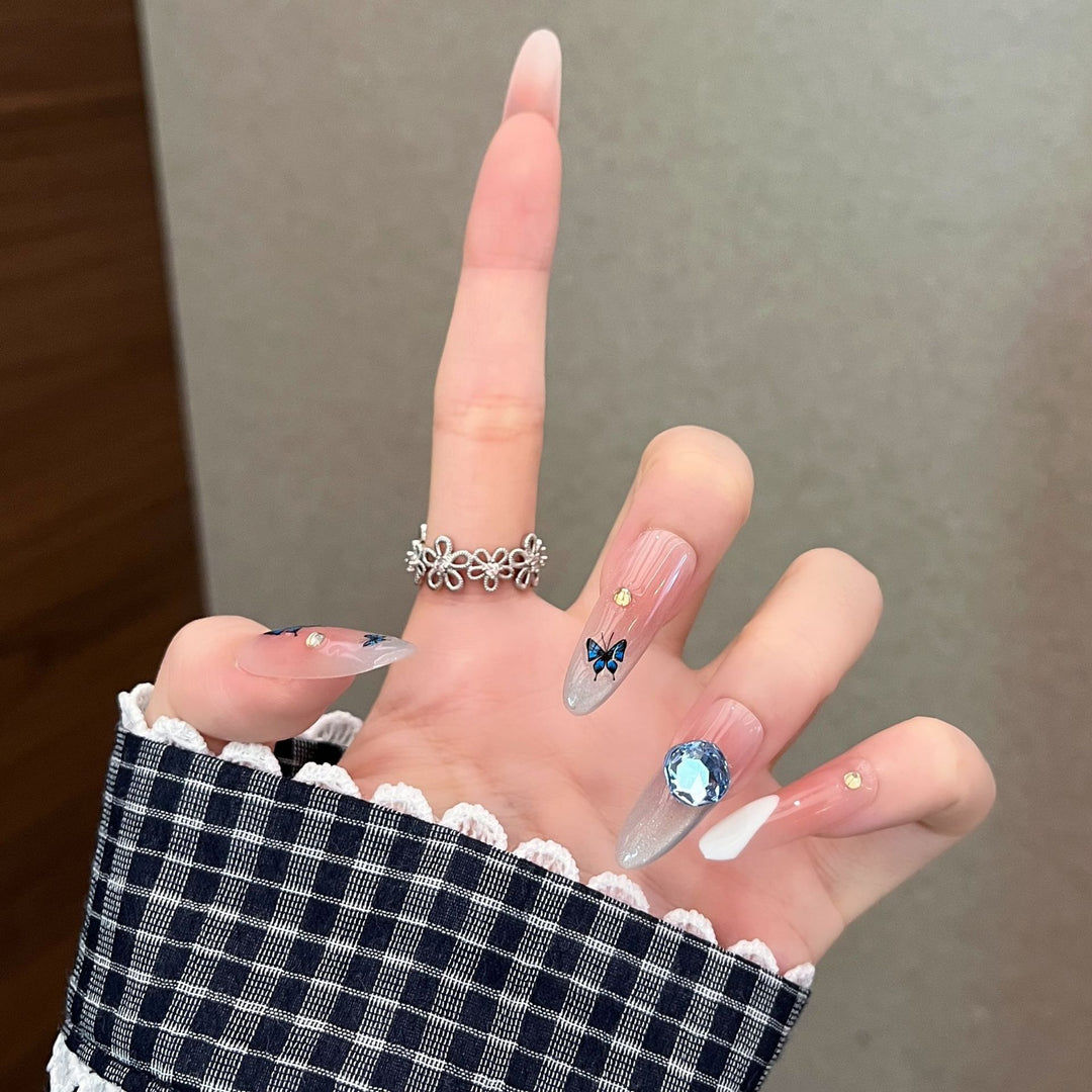 Decorative Rhinestone Press-On Nail Extensions Bowlift