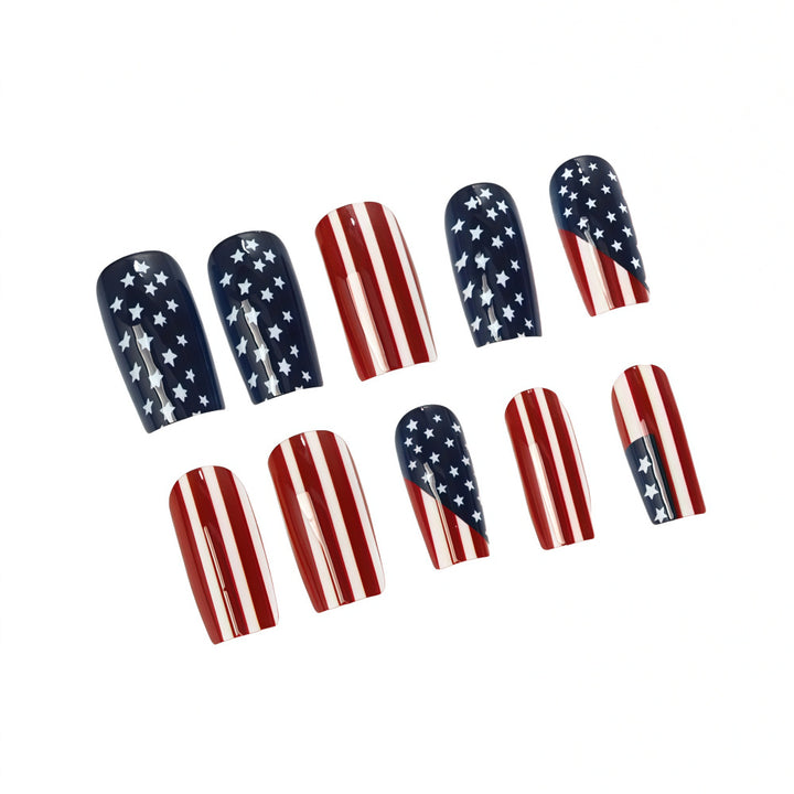 Artificial nails with American flag design Bowlift