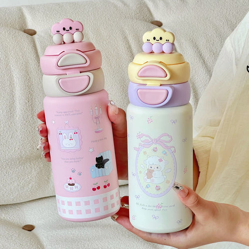 Women's water bottle with innovative lid Bowlift