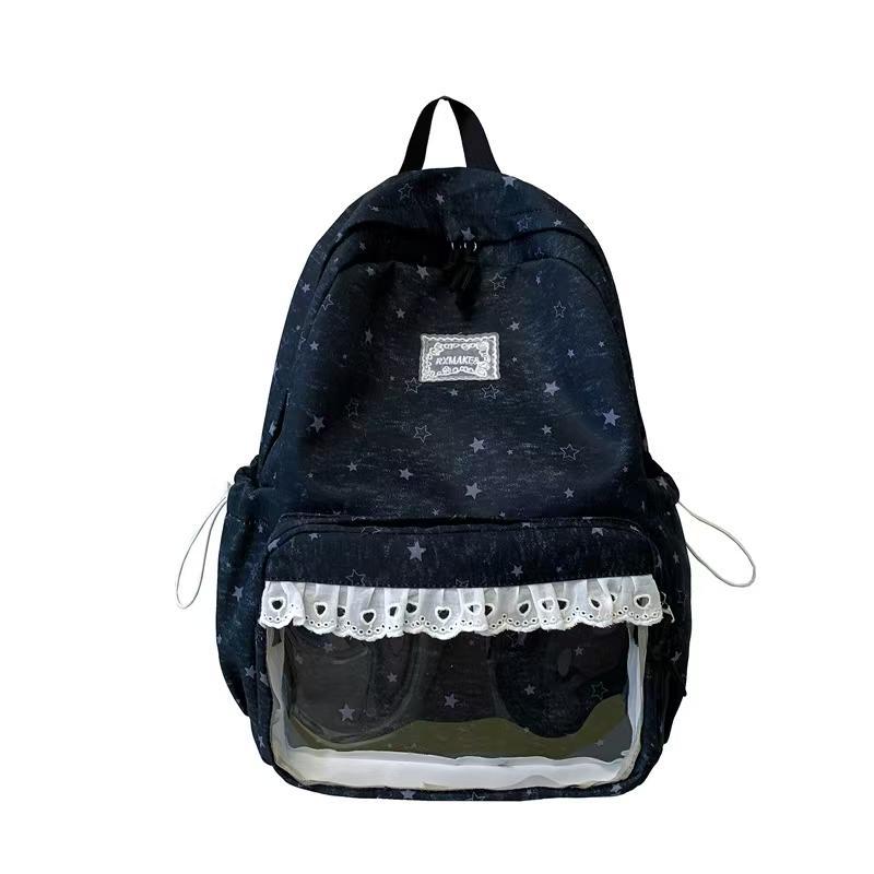 Star-Patterned Casual School Backpack Bowlift