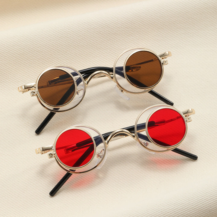 Women's Fashion Round Sunglasses with Elegant Metal Frame Bowlift
