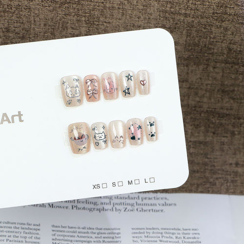 Whimsical Character Press-On Nail Art Bowlift