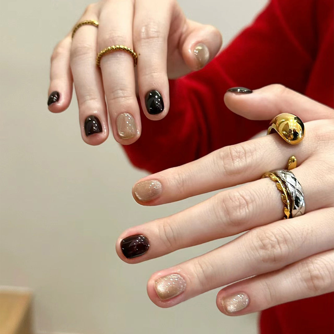 Artful nail extensions with elegant glitter and ombre design Bowlift