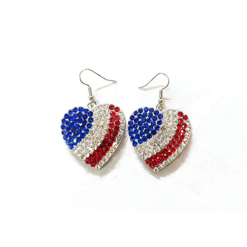 Women’s striking rhinestone earrings with flag motif United States Bowlift