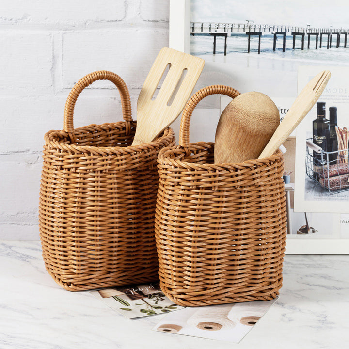 Handcrafted Wicker Utility Basket Bowlift