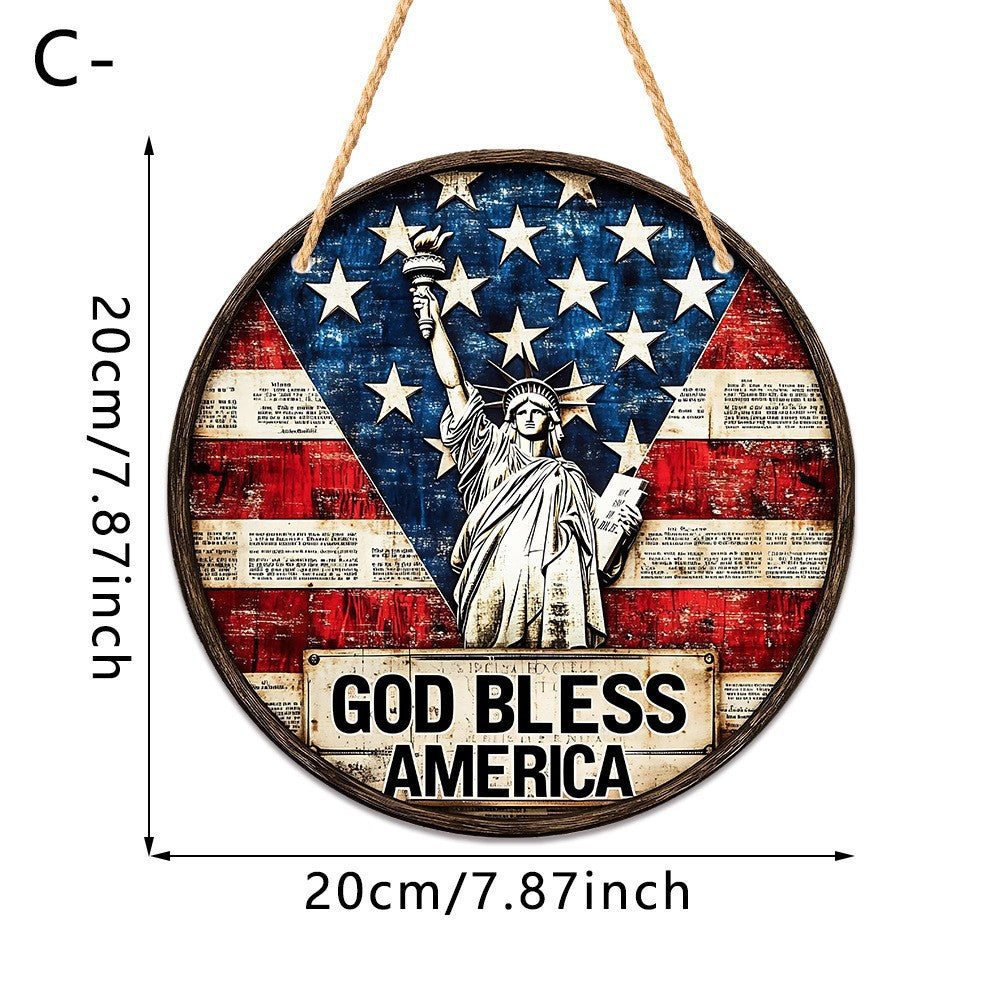 Unisex nan patriotic anniversary commemorative circular resin wall plaque with high-relief eagle Liberty Bell and Statue of Liberty personalization Bowlift