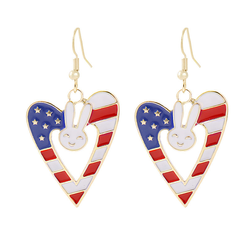 Ladies enamel earrings horseshoe with star stripe motif Bowlift