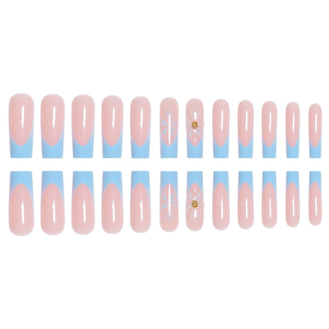 Artistic Long Press-On Nails with Floral Accents Bowlift