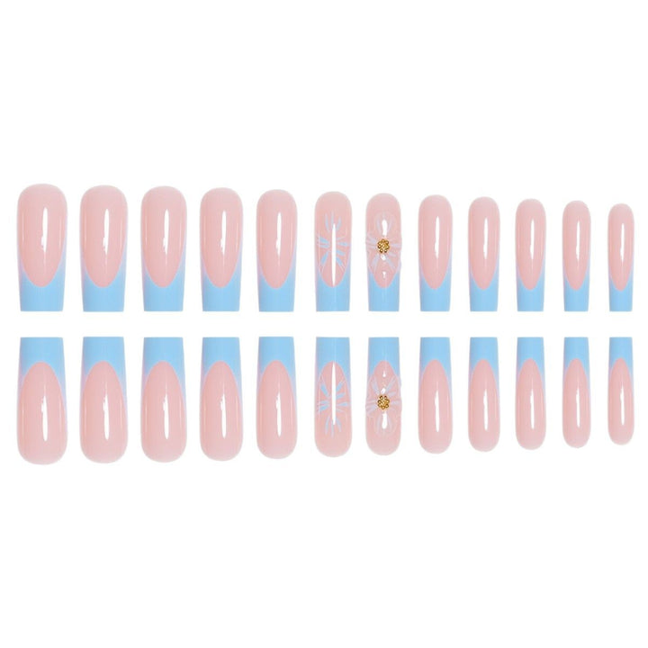 Artistic Long Press-On Nails with Floral Accents Bowlift