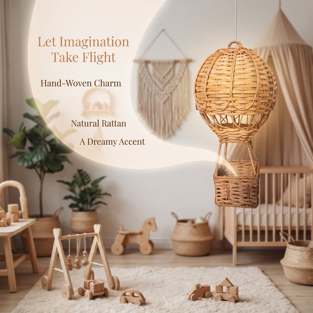 Handwoven storage basket in hot air balloon design Bowlift