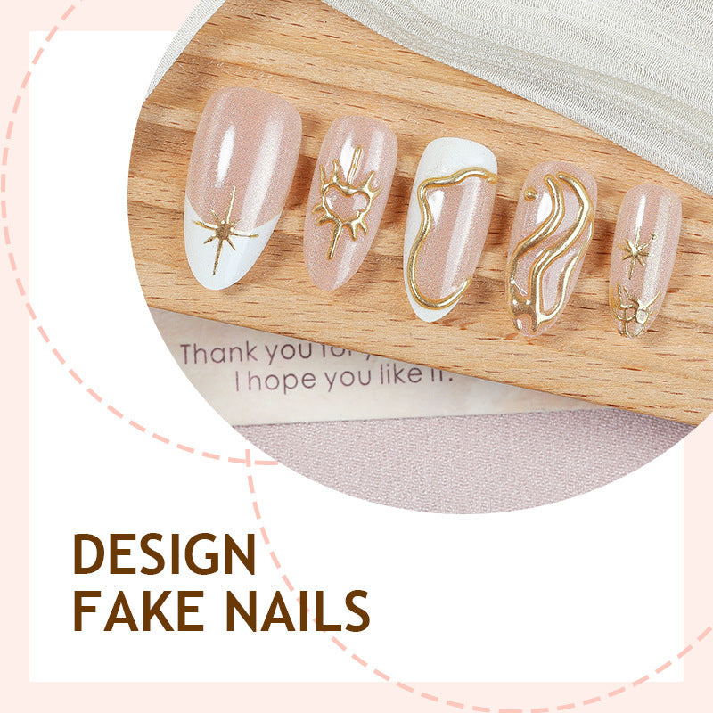 Artificial nail set with luxurious gold accents Bowlift