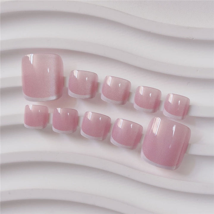 Glossy French Tip Gel Toe Nail Enhancements Bowlift