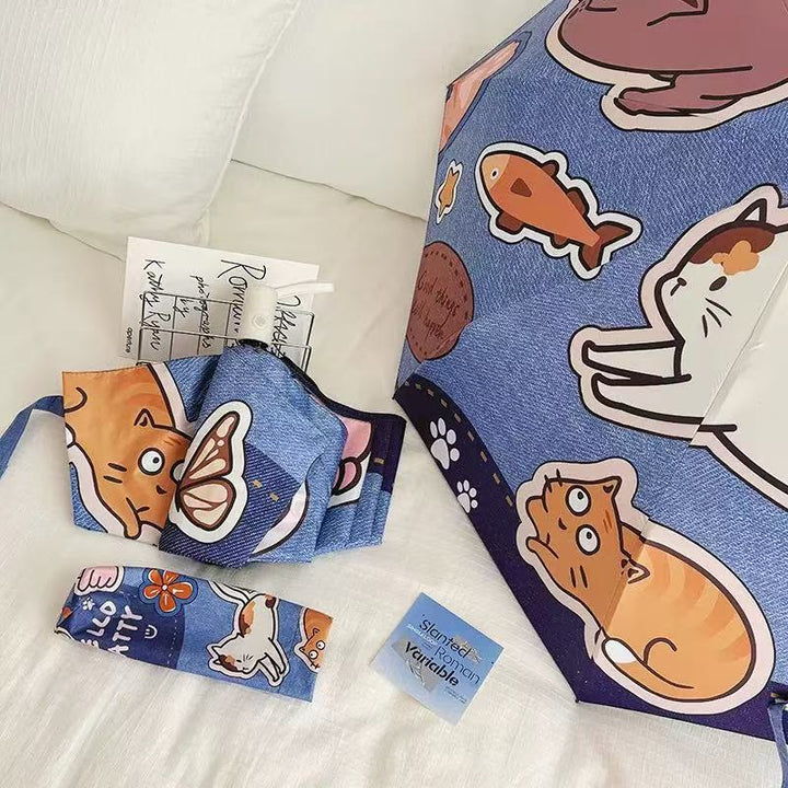 Ladies Folding Umbrella with Cute Dog Designs Bowlift