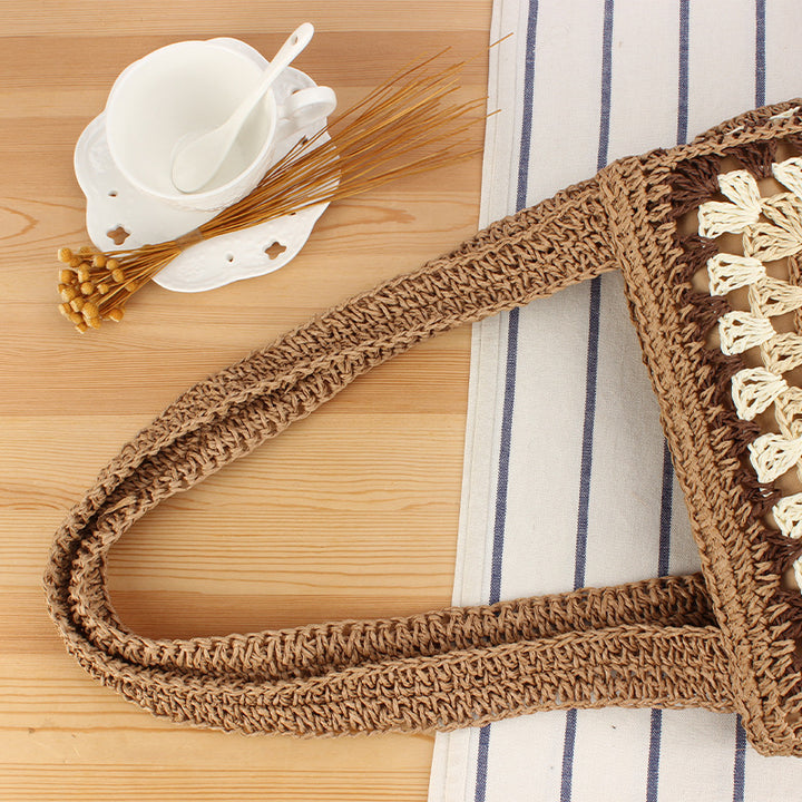 Macrame Tote Bag with Geometric Pattern Bowlift