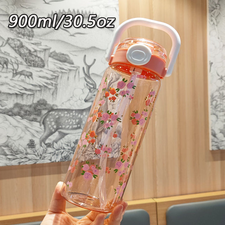 Women’s water bottle with leak-proof lid and integrated straw Bowlift