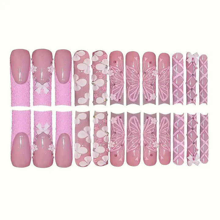 Artistic Floral Press-On Nail Design Bowlift