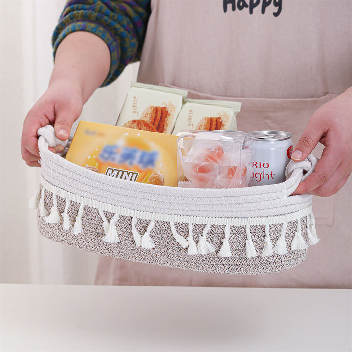 Women Versatile Storage Basket with Tassel Decoration Bowlift