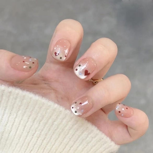 Artistic Heart-Designed Press-On Nail Set Bowlift