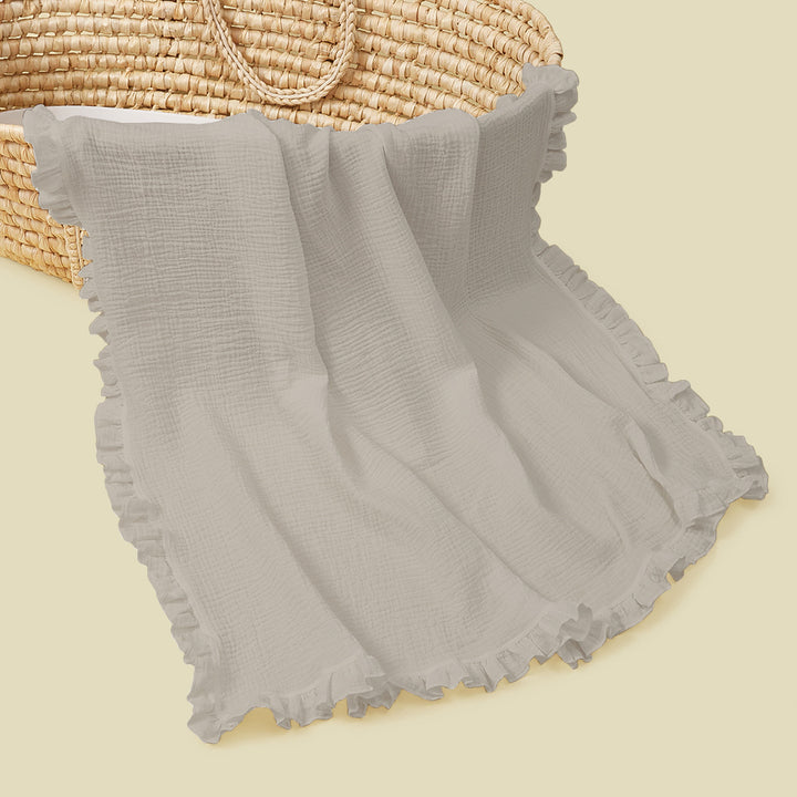 Soft Muslin Blanket with Ruffled Edges Bowlift