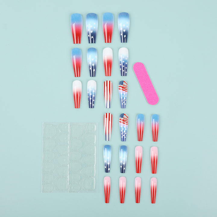 Artificial nail set with patriotic design Bowlift