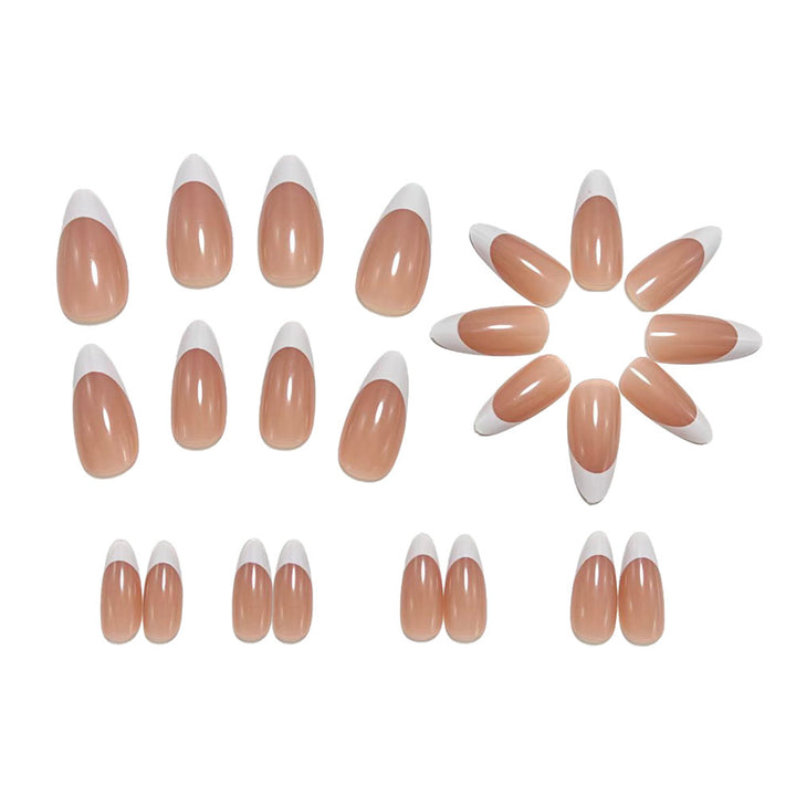 Elegant French Manicure Artificial Nails Bowlift