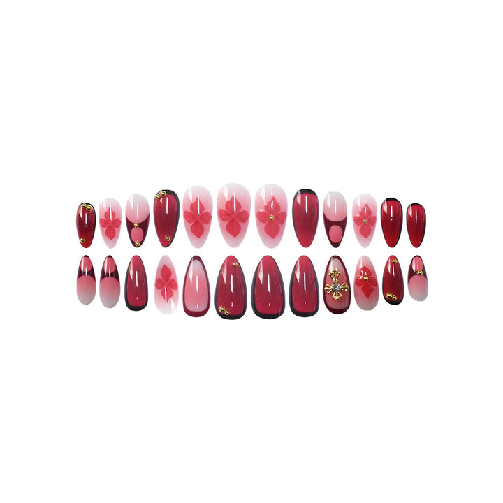 Premium Artistic Floral Stiletto Press-On Nails Bowlift
